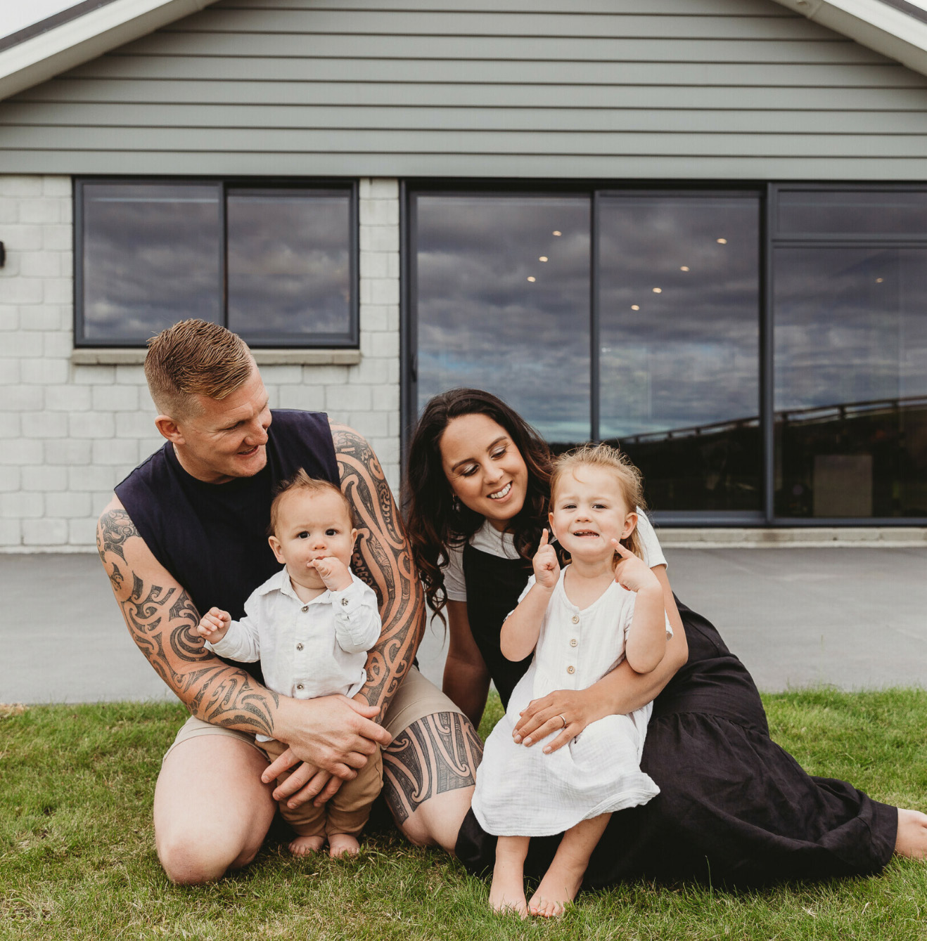 A family relaxing together at home